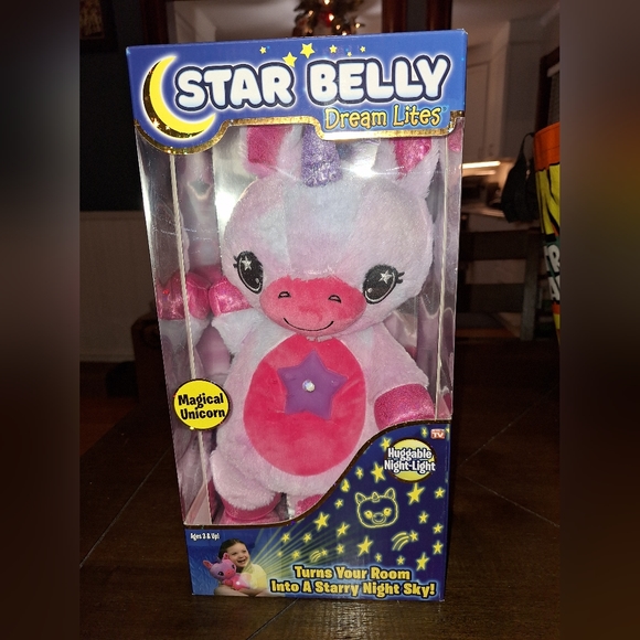 NIB-Ontel Star Belly Dream Lites Stuffed Animal Night Light Magical Pink Unicorn - Picture 1 of 8
